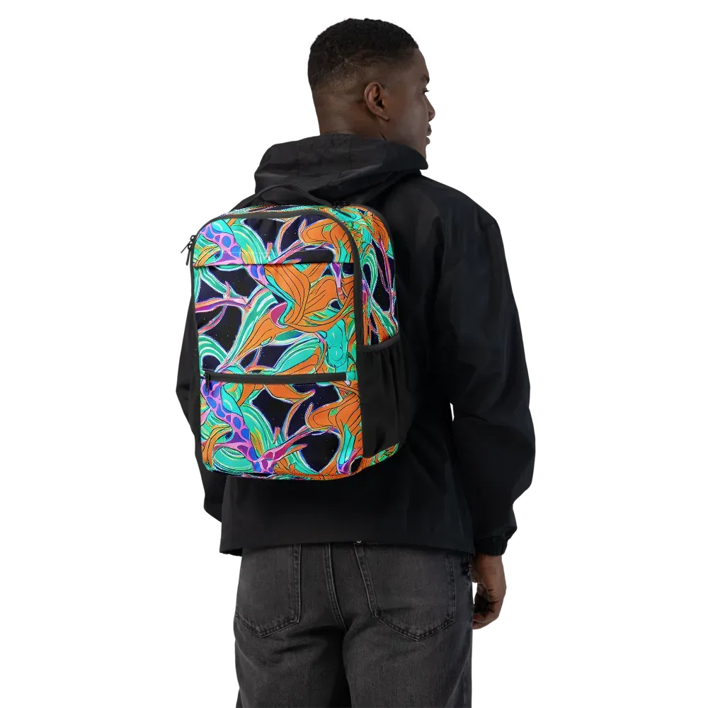 Orbiting Leaves on Utility Backpack — Back