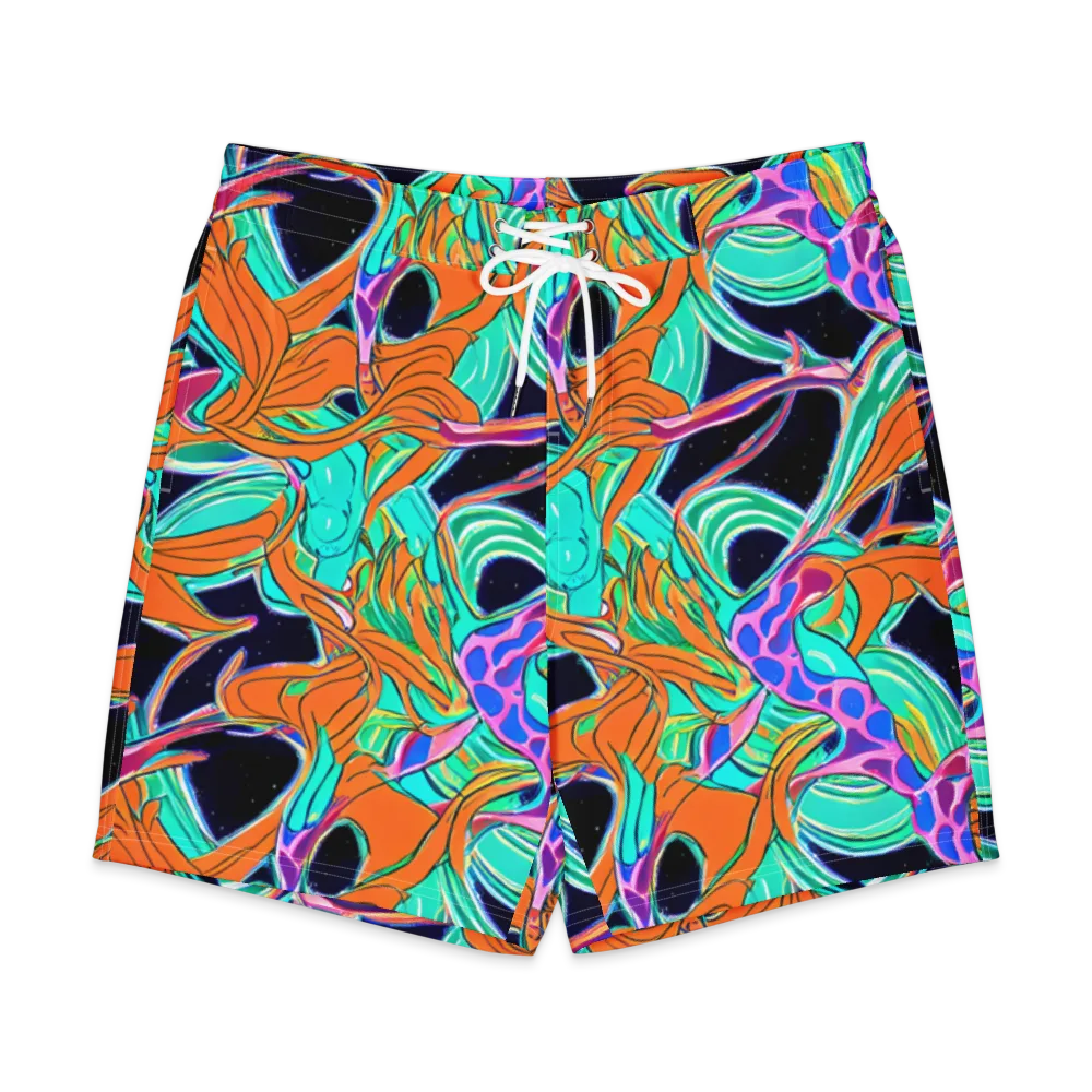 Orbiting Leaves on Men's Board Shorts — Front