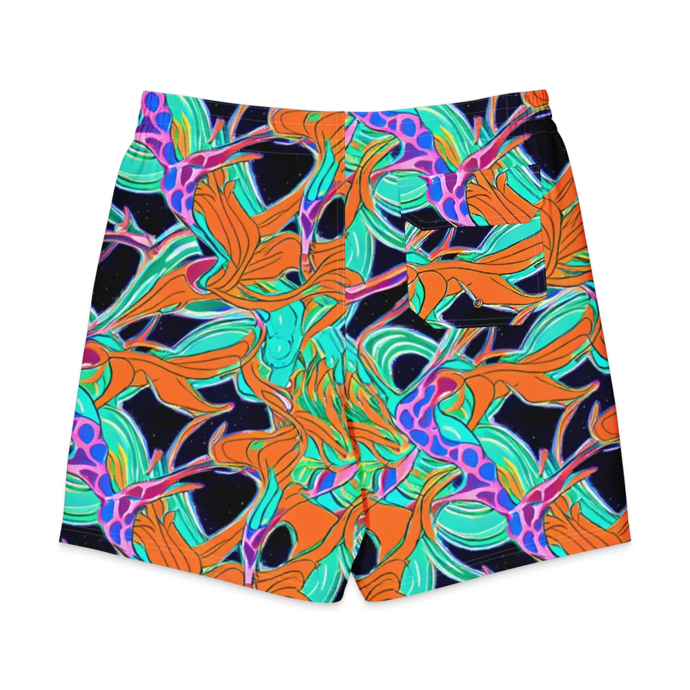 Orbiting Leaves on Men's Board Shorts — Back