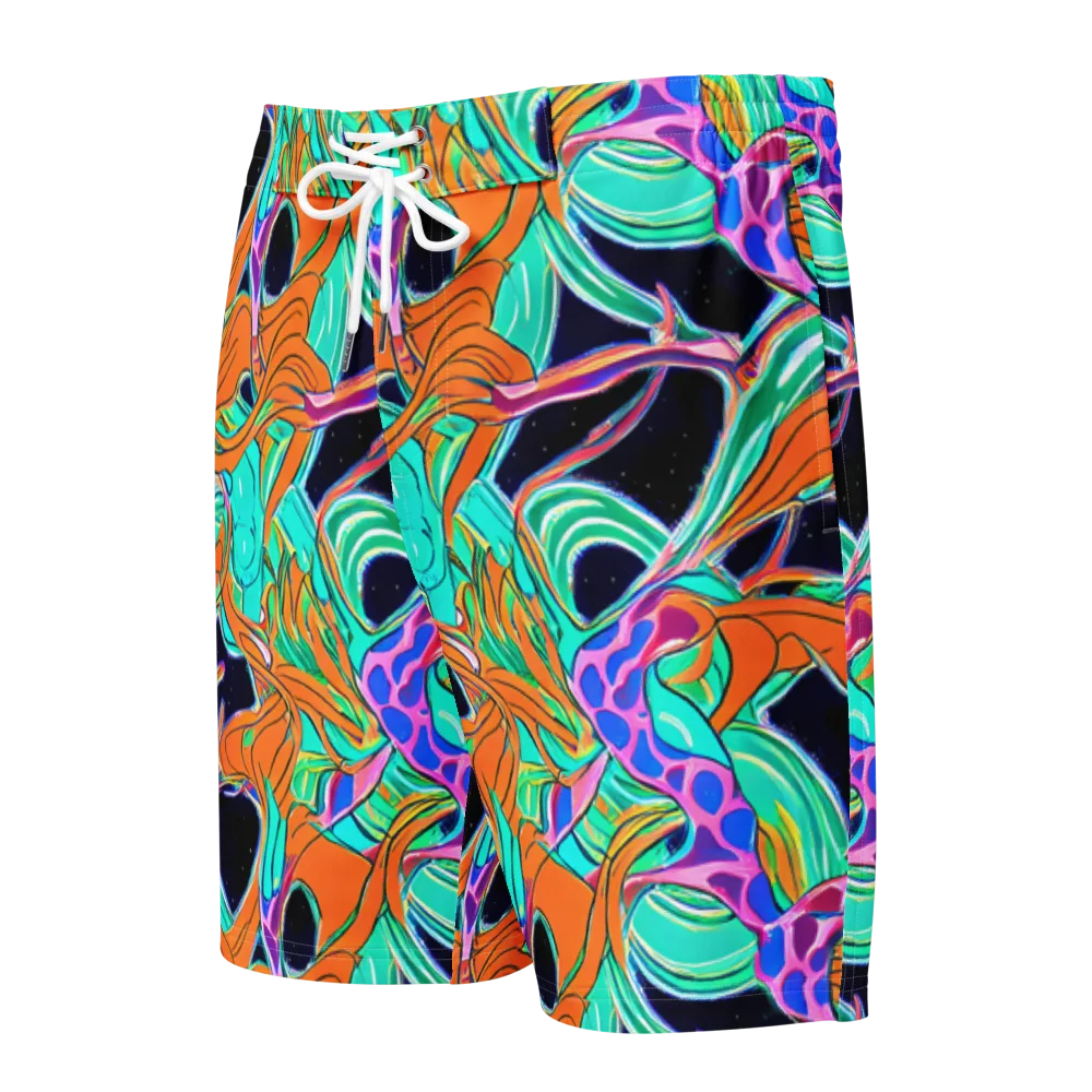 Orbiting Leaves on Men's Board Shorts — Front