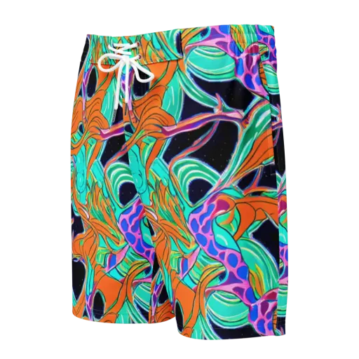 Orbiting Leaves on a Men's Board Shorts
