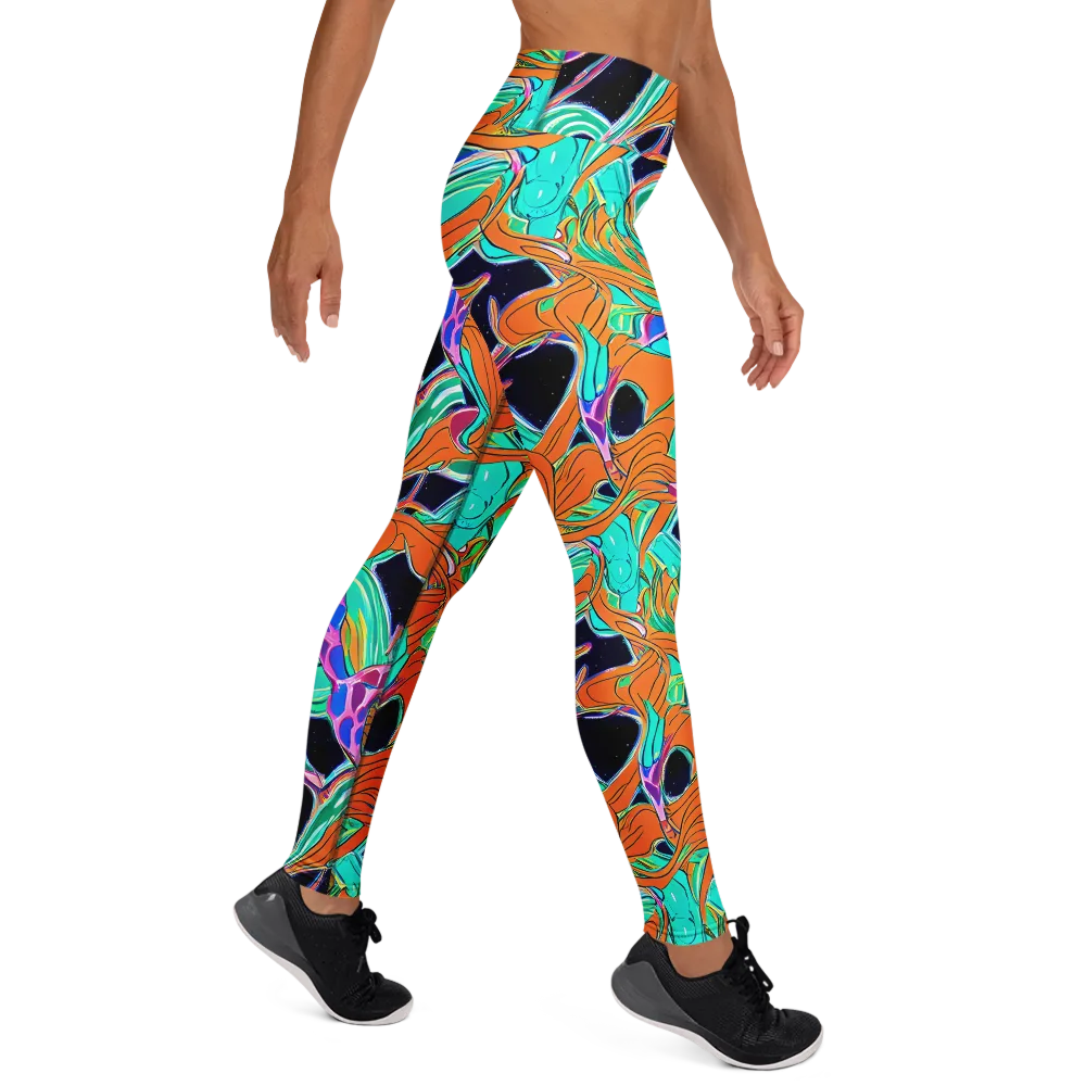 Orbiting Leaves on Yoga Leggings — Right