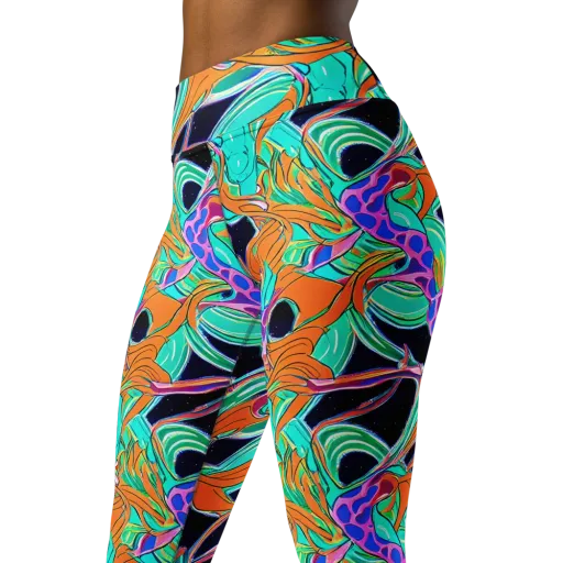 Orbiting Leaves on a Yoga Leggings