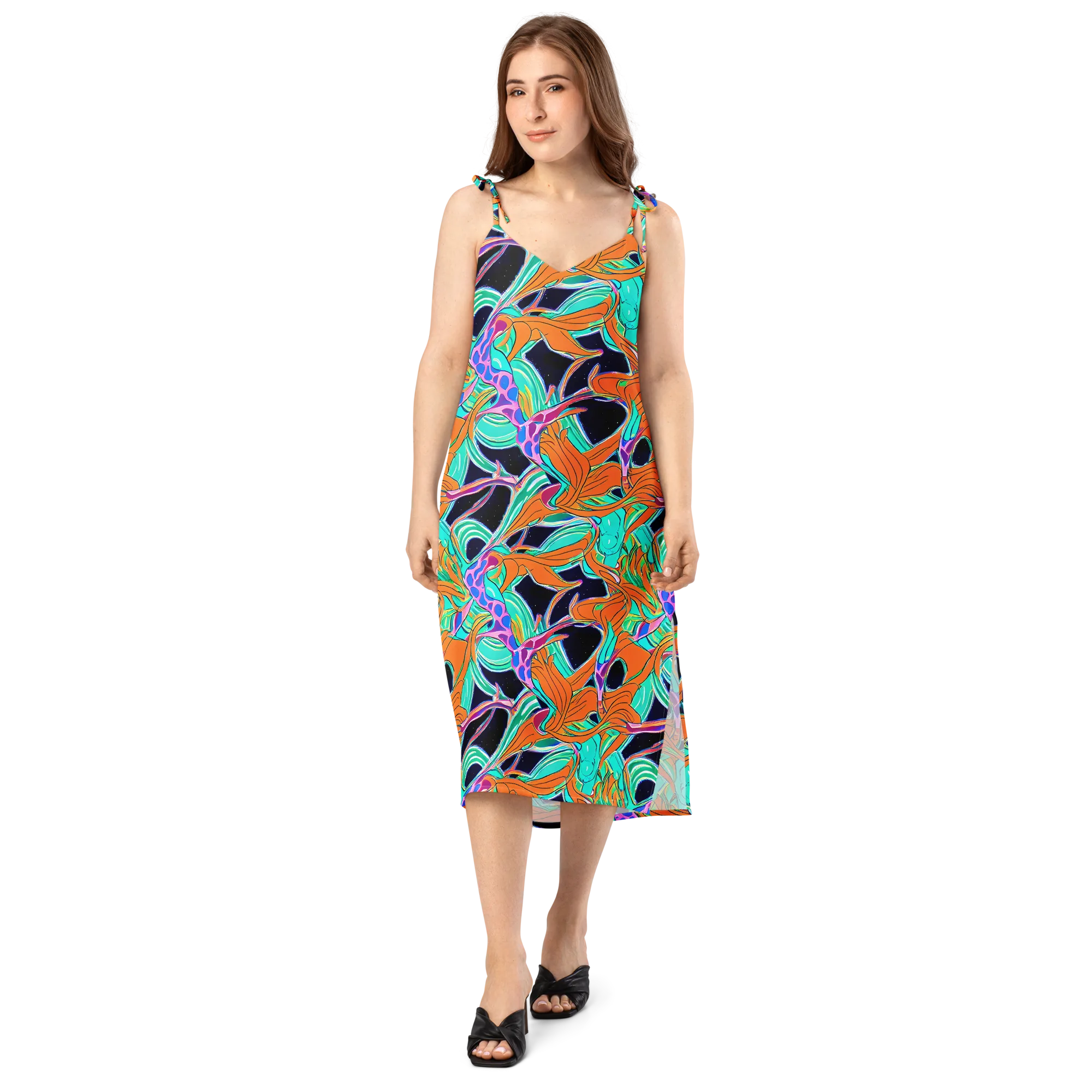 Orbiting Leaves on Slip Dress — Front