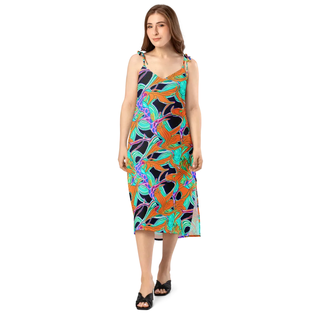 Orbiting Leaves on Slip Dress — Front
