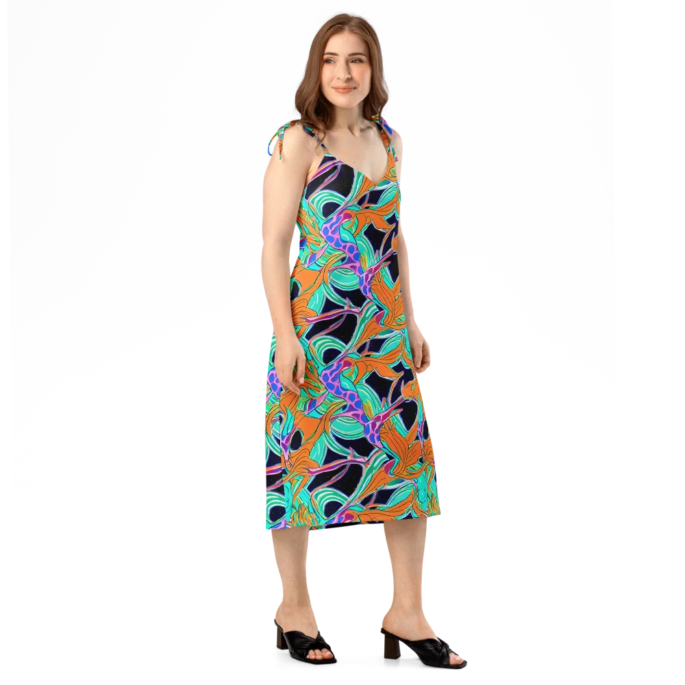 Orbiting Leaves on Slip Dress — Right Front