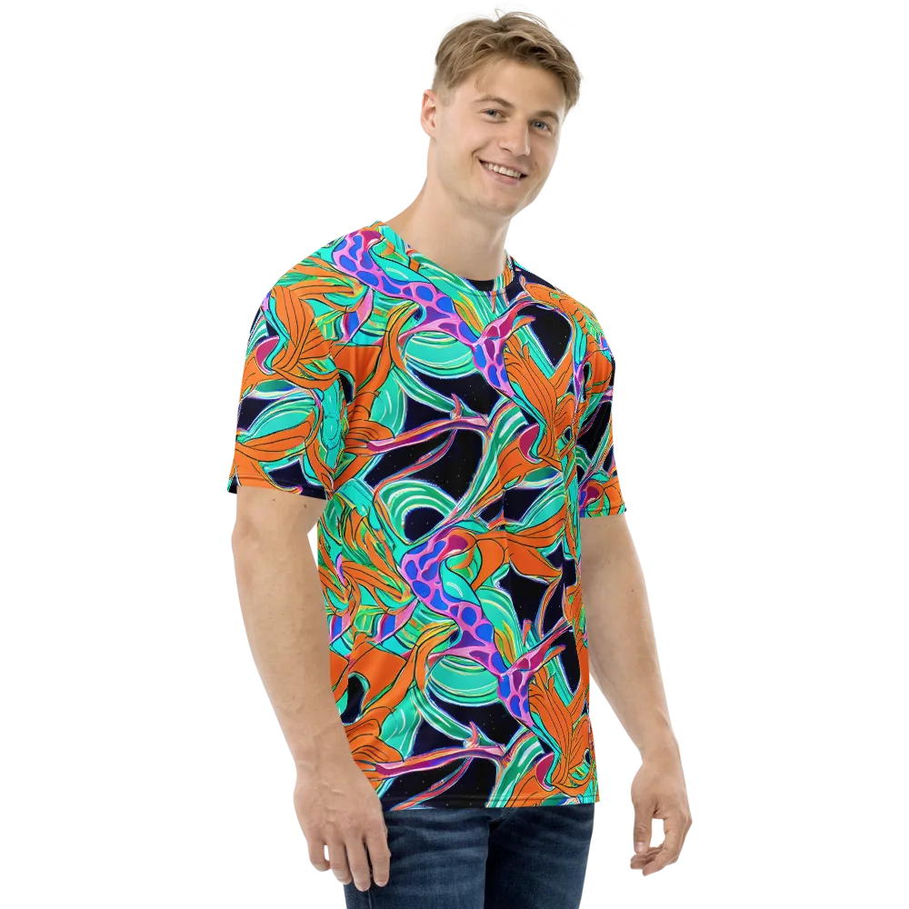 Orbiting Leaves on Men's Crew Neck T-Shirt — Right