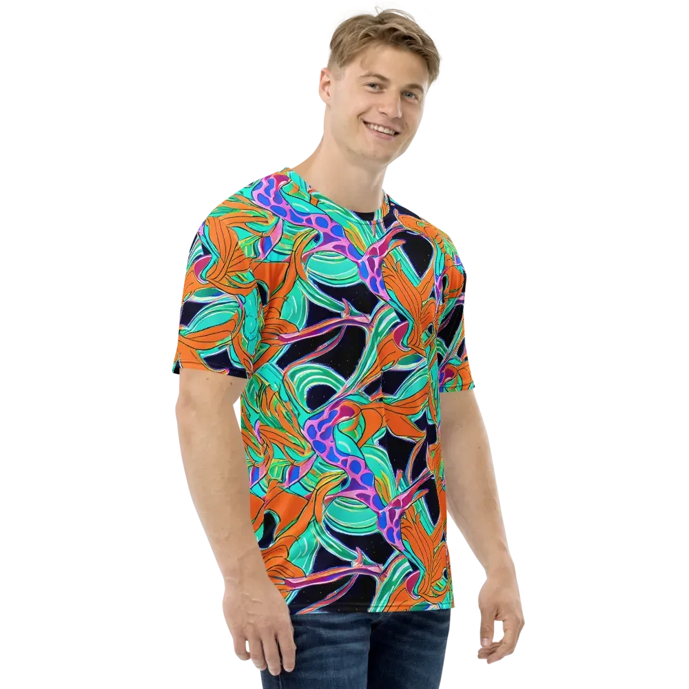 Orbiting Leaves on Men's Crew Neck T-Shirt — Right