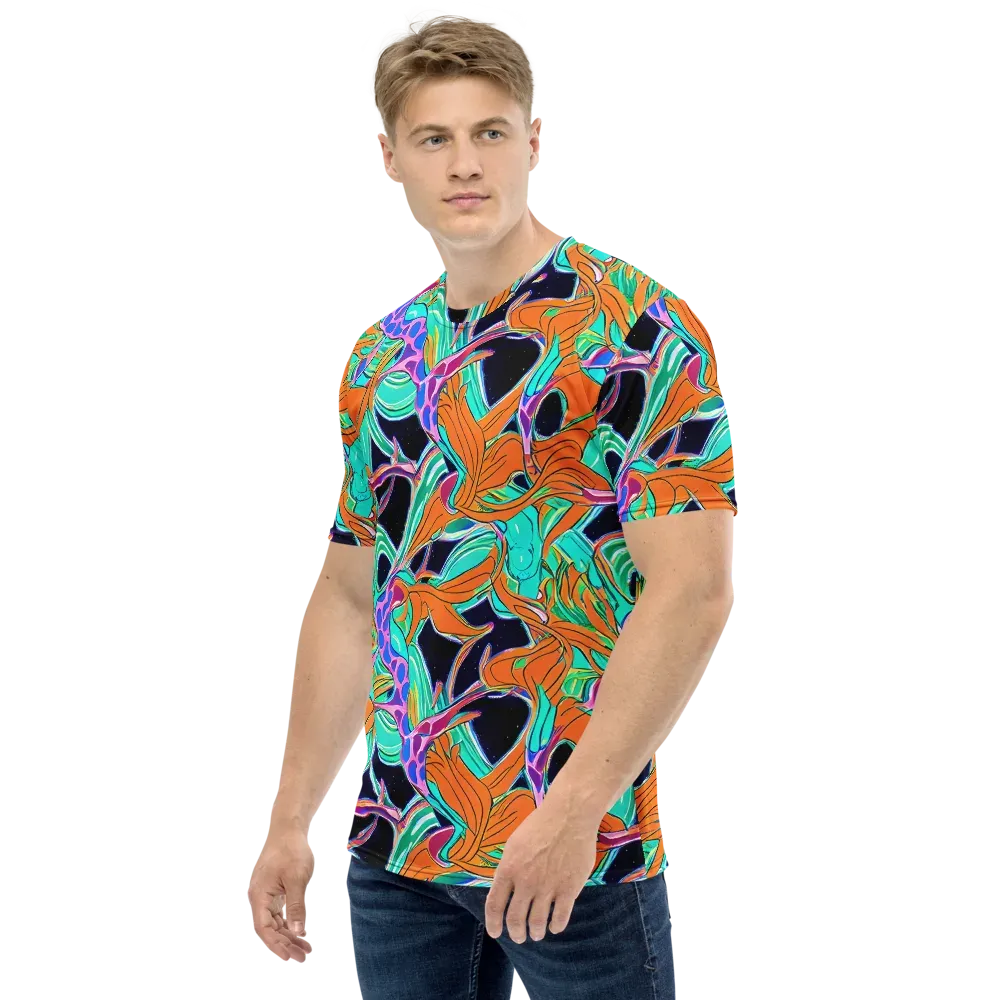 Orbiting Leaves on Men's Crew Neck T-Shirt — Left