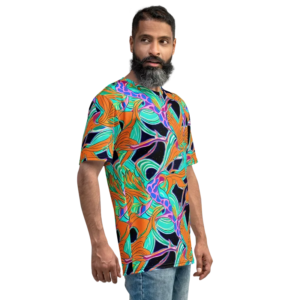Orbiting Leaves on Men's Crew Neck T-Shirt — Right