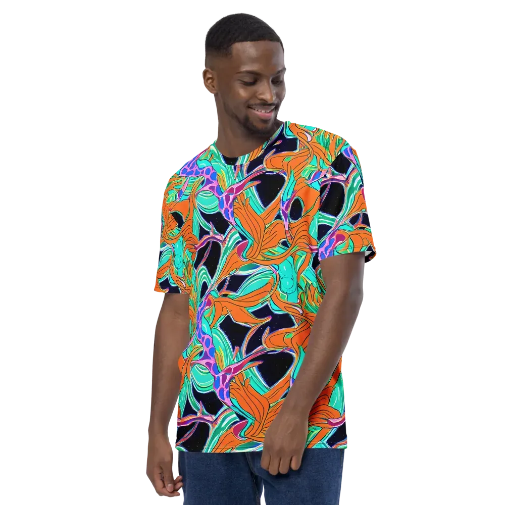Orbiting Leaves on Men's Crew Neck T-Shirt — Left