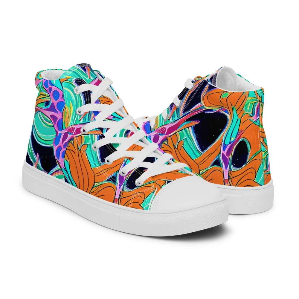 Orbiting Leaves on Men's High Top Canvas Shoes — Right