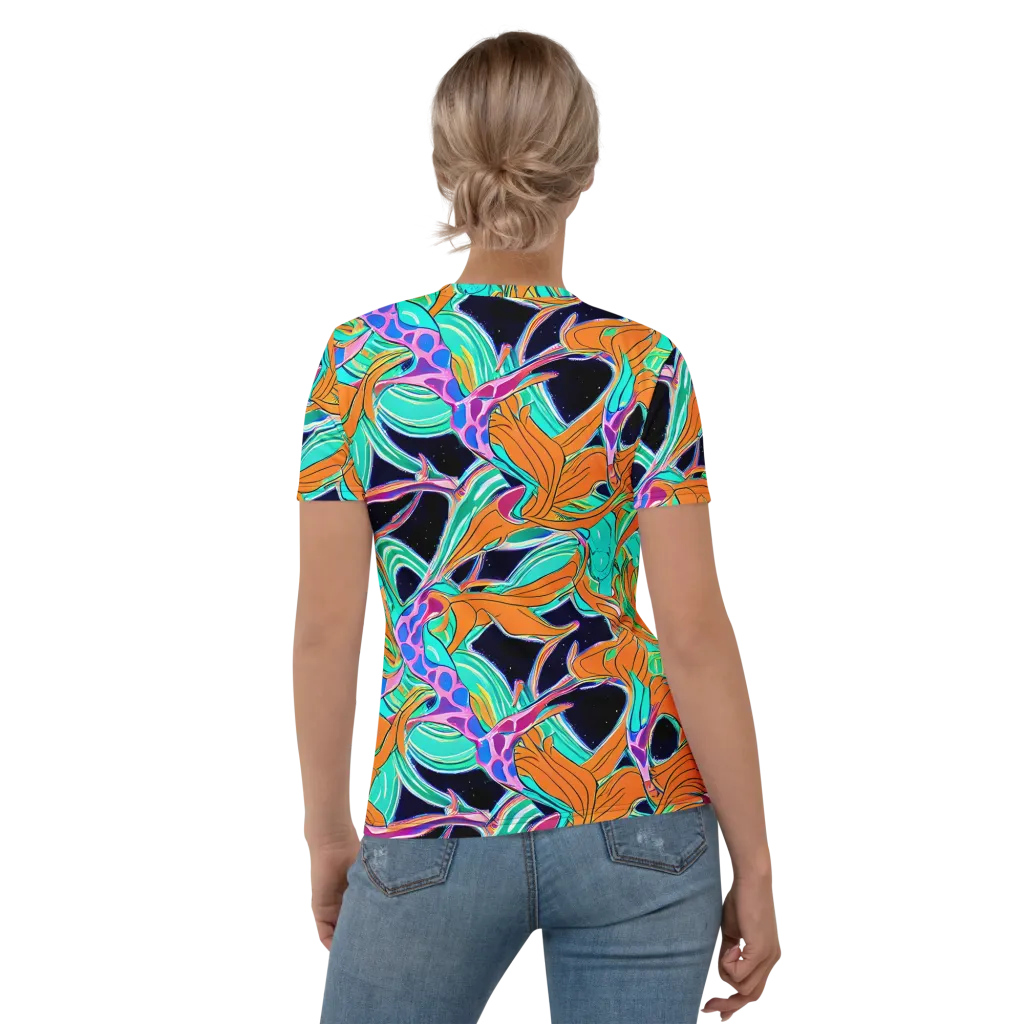Orbiting Leaves on Women's Crew Neck T-Shirt — Back