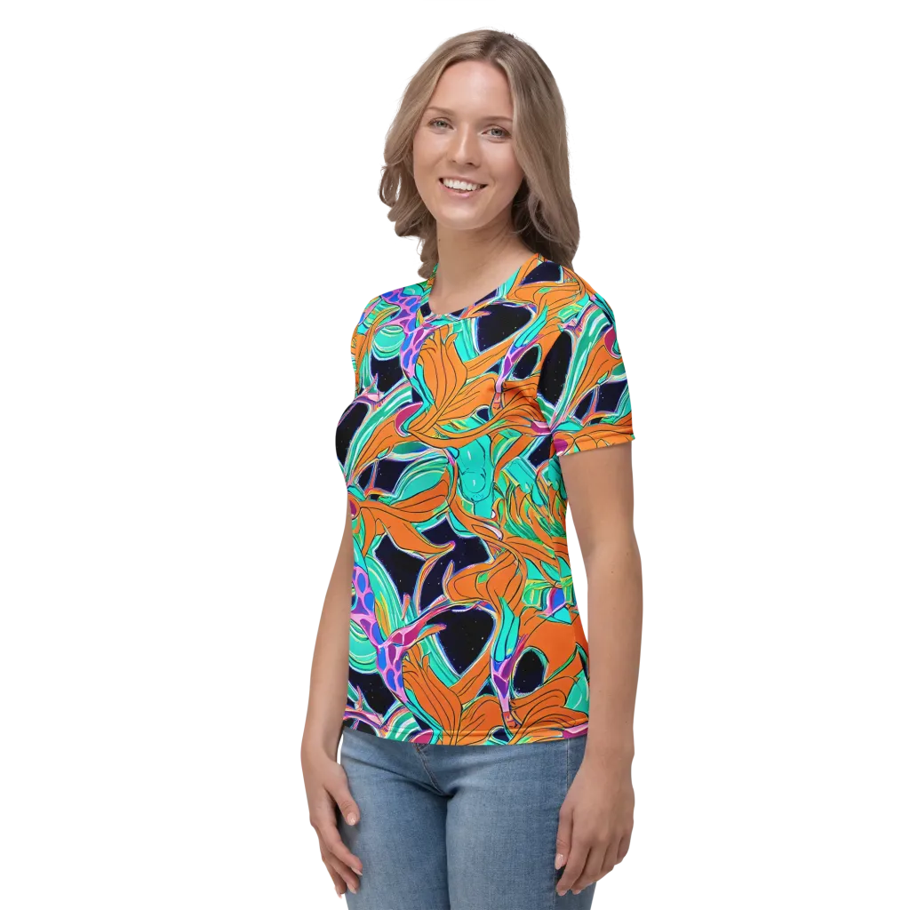 Orbiting Leaves on Women's Crew Neck T-Shirt — Left