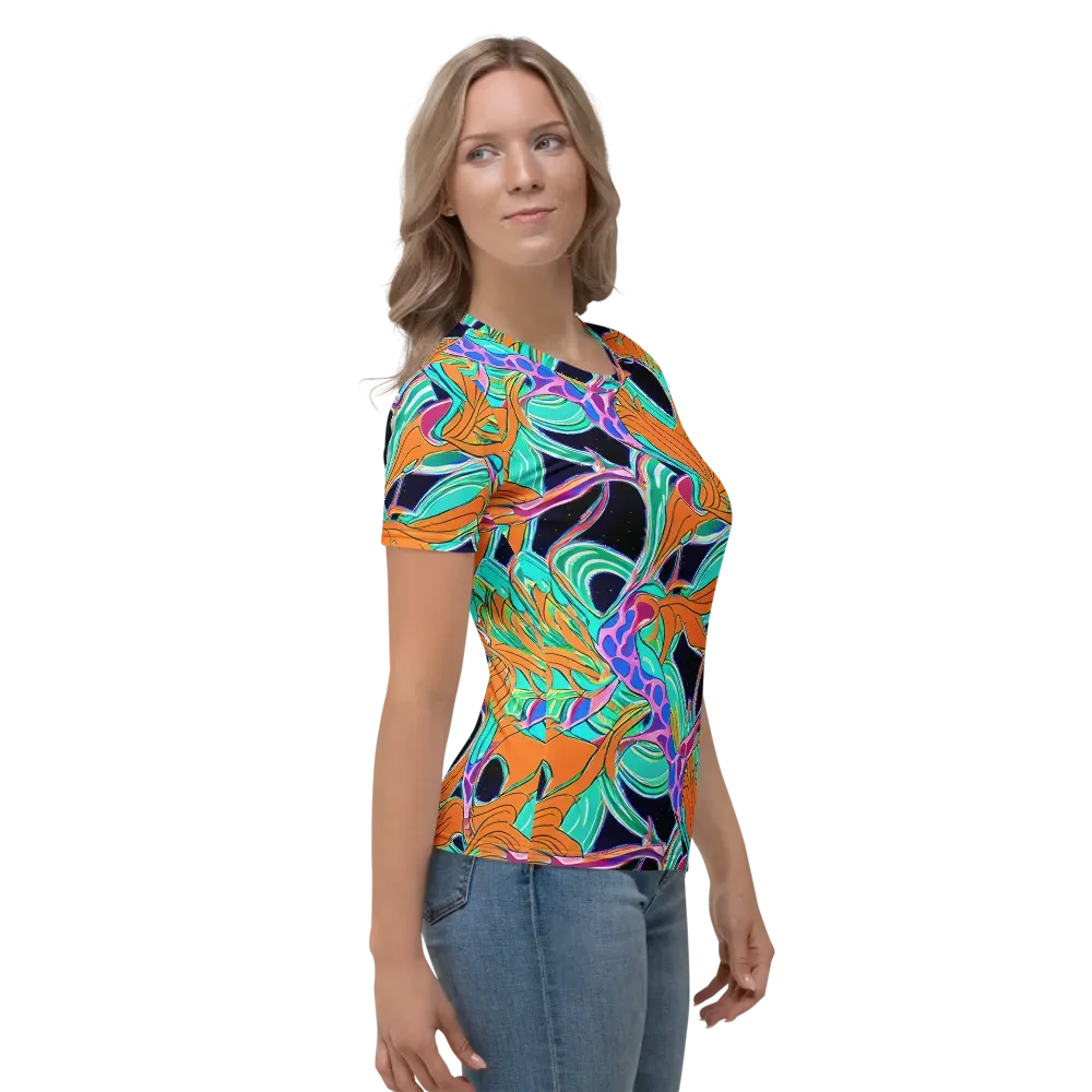 Orbiting Leaves on Women's Crew Neck T-Shirt — Right