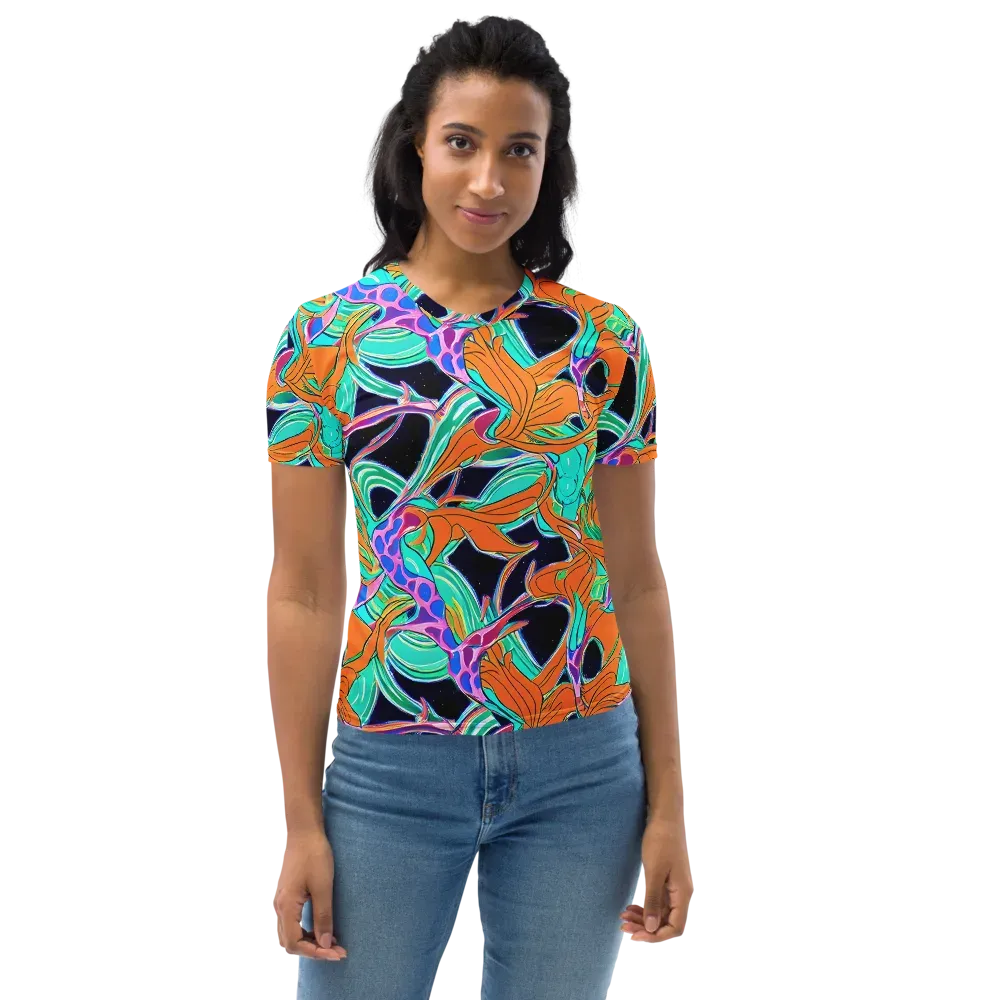 Orbiting Leaves on Women's Crew Neck T-Shirt — Front