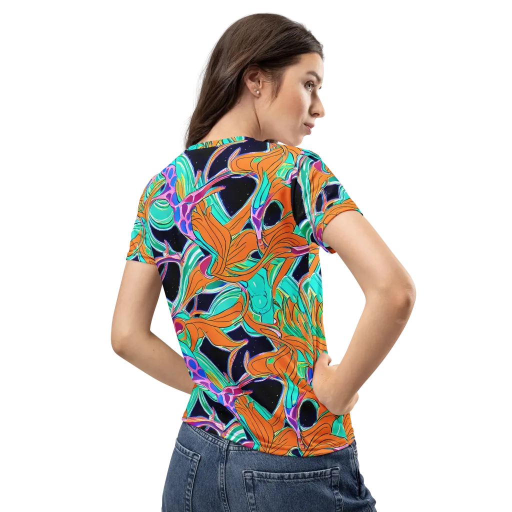 Orbiting Leaves on Women's Crew Neck T-Shirt — Back