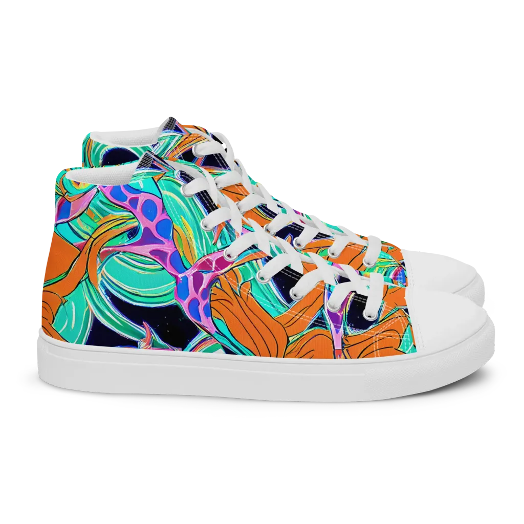 Orbiting Leaves on Women's High Top Canvas Shoes — Right