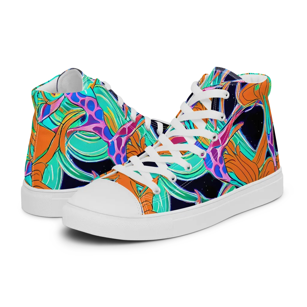 Orbiting Leaves on Women's High Top Canvas Shoes — Left