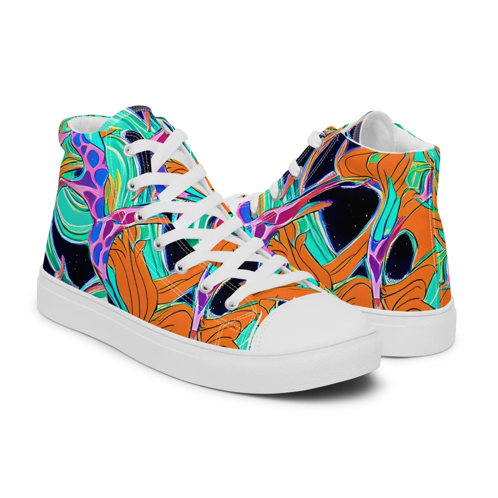 Orbiting Leaves on Women's High Top Canvas Shoes — Right