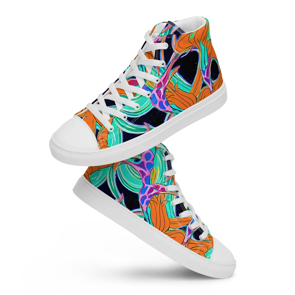 Orbiting Leaves on Women's High Top Canvas Shoes — Front