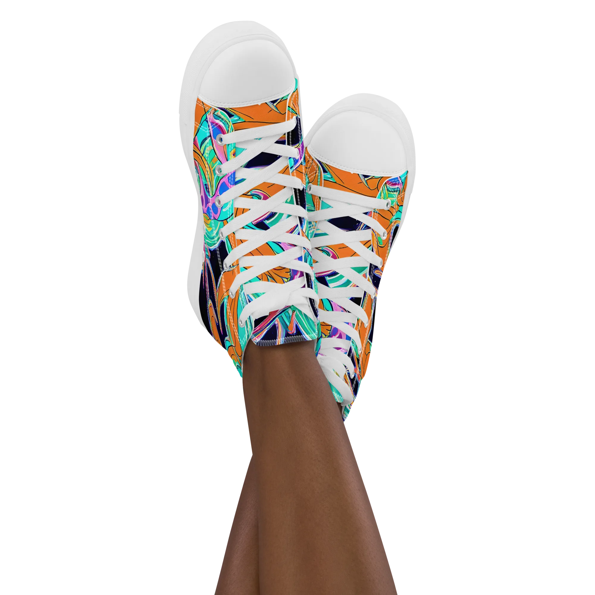 Orbiting Leaves on Women's High Top Canvas Shoes — Front