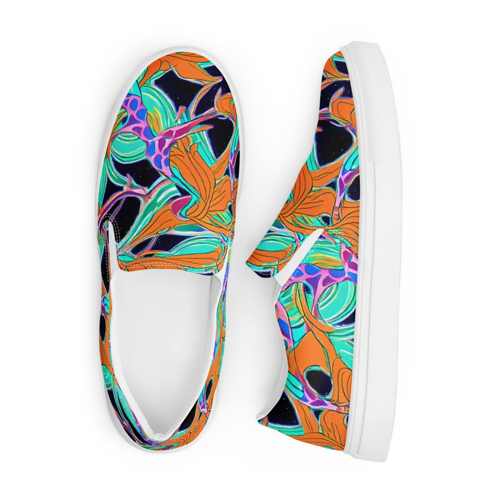Orbiting Leaves on Men's Slip-On Canvas Shoes — Front