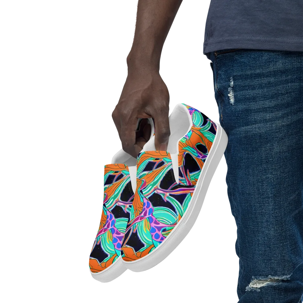 Orbiting Leaves on Men's Slip-On Canvas Shoes — Left Front