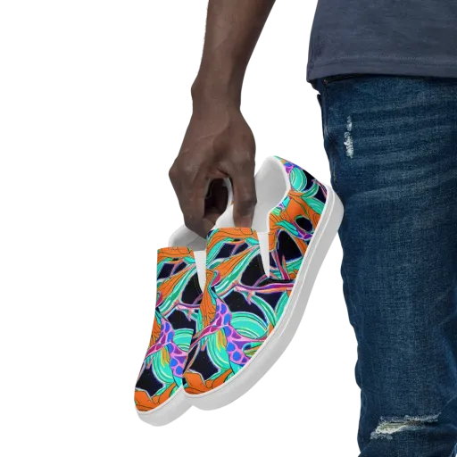 Orbiting Leaves on a Men's Slip-On Canvas Shoes