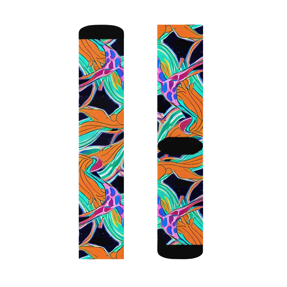 Orbiting Leaves on Socks — Left Sock
