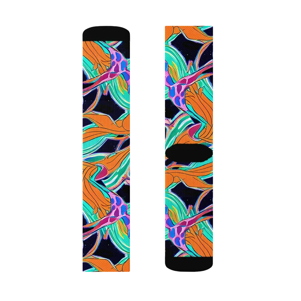 Orbiting Leaves on Socks — Right Sock