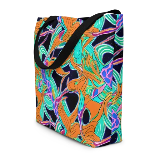Orbiting Leaves on a Large Tote Bag W/ Pocket