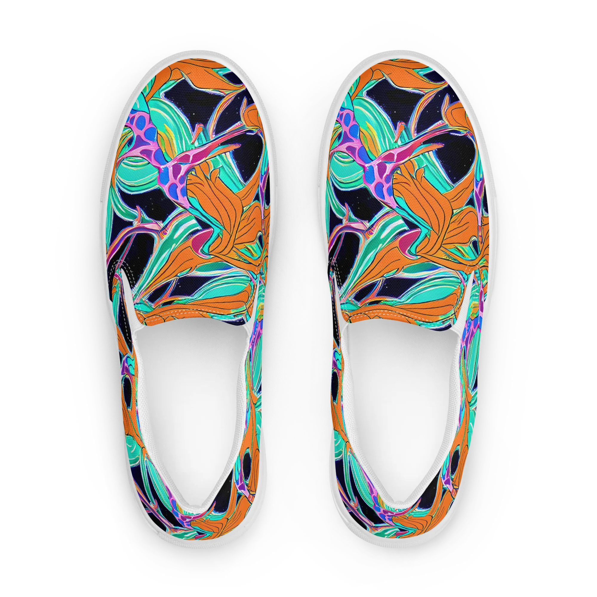 Orbiting Leaves on Women's Slip-On Canvas Shoes — Front