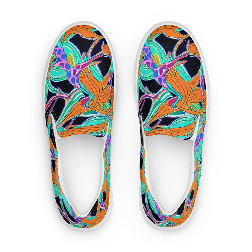 Orbiting Leaves on Women's Slip-On Canvas Shoes — Front
