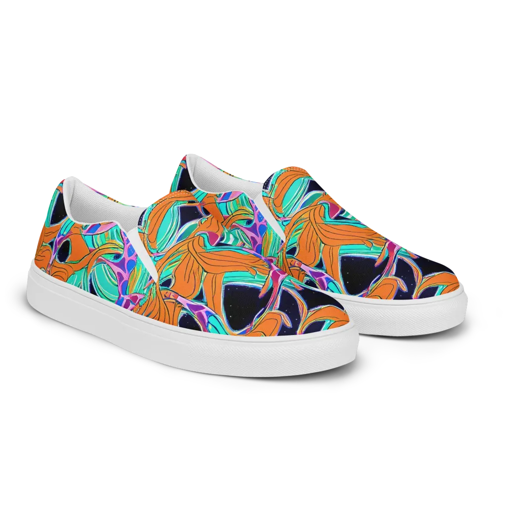 Orbiting Leaves on Women's Slip-On Canvas Shoes — Right Front