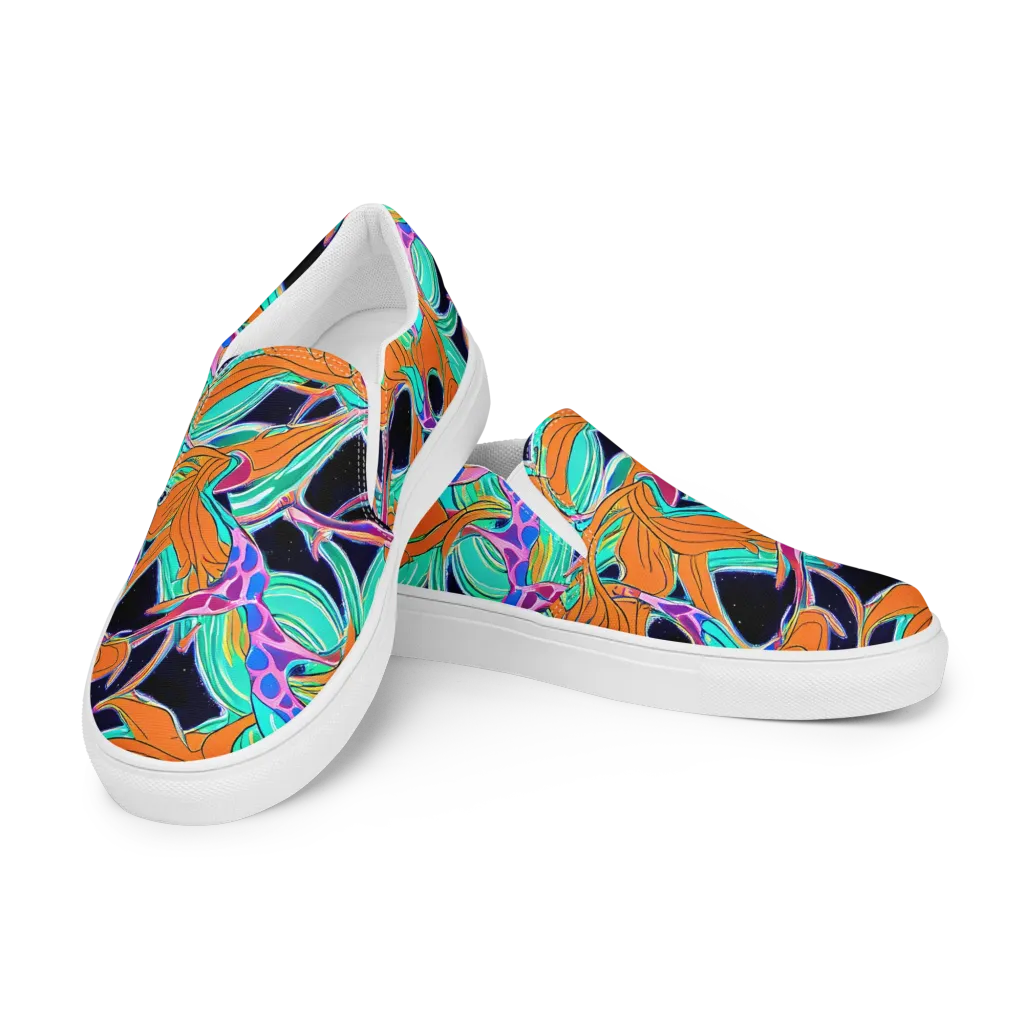 Orbiting Leaves on Women's Slip-On Canvas Shoes — Left Front
