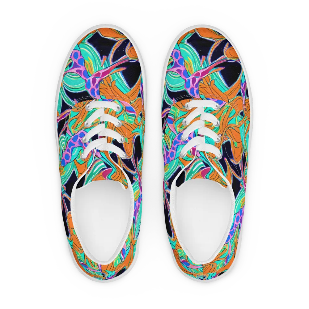 Orbiting Leaves on Men's Lace-Up Canvas Shoes — Front