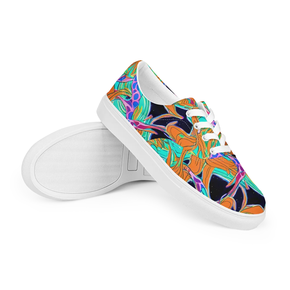Orbiting Leaves on Men's Lace-Up Canvas Shoes — Right Front