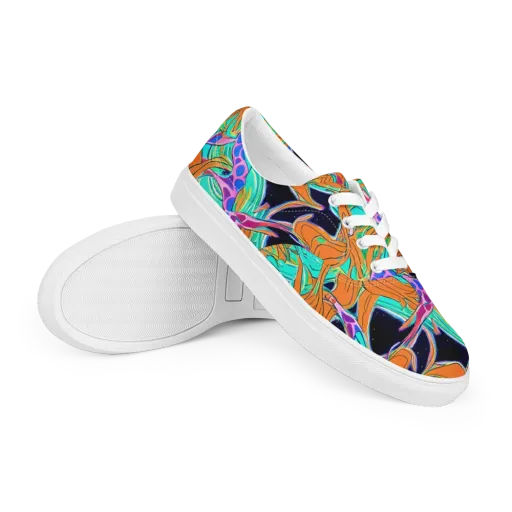 Orbiting Leaves on a Men's Lace-Up Canvas Shoes