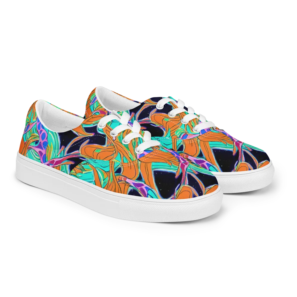 Orbiting Leaves on Men's Lace-Up Canvas Shoes — Right Front