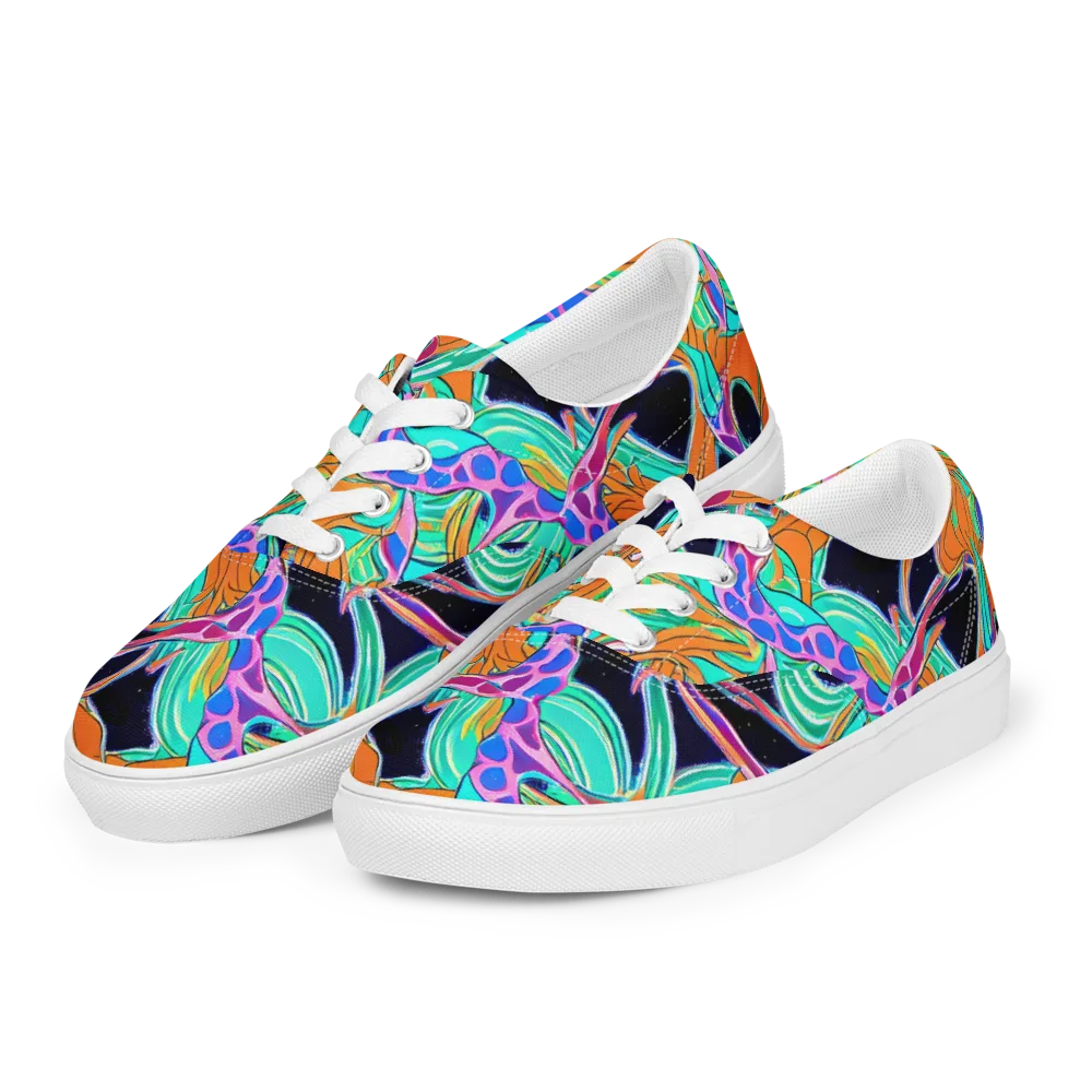 Orbiting Leaves on Men's Lace-Up Canvas Shoes — Left Front