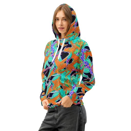 Orbiting Leaves on a Cotton Hoodie