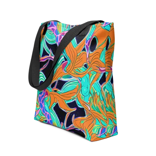 Orbiting Leaves on a Tote Bag
