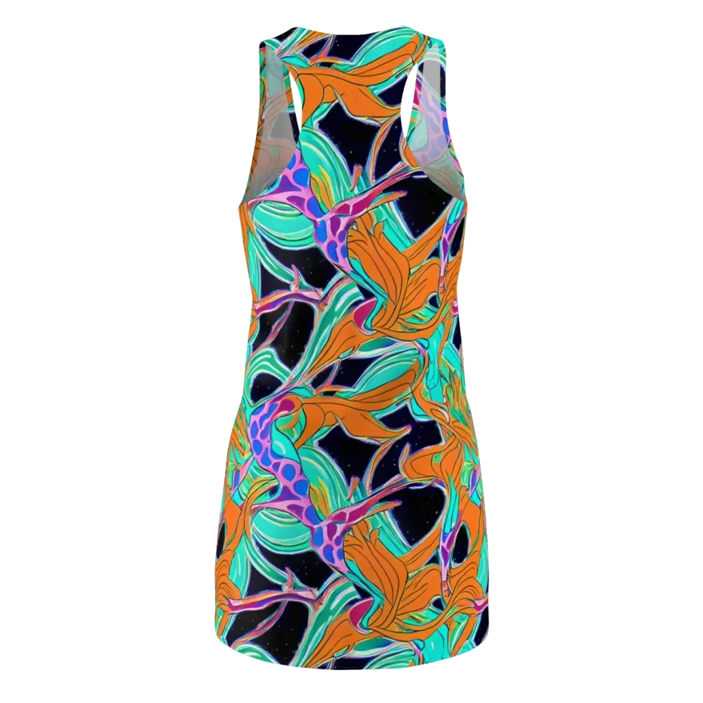 Orbiting Leaves on Racerback Dress — Back
