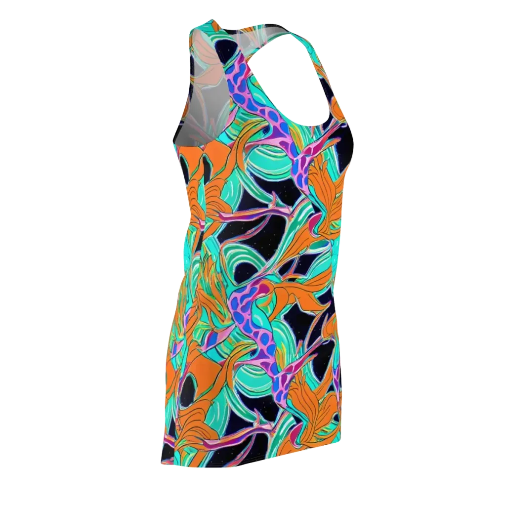 Orbiting Leaves on Racerback Dress — Front Side