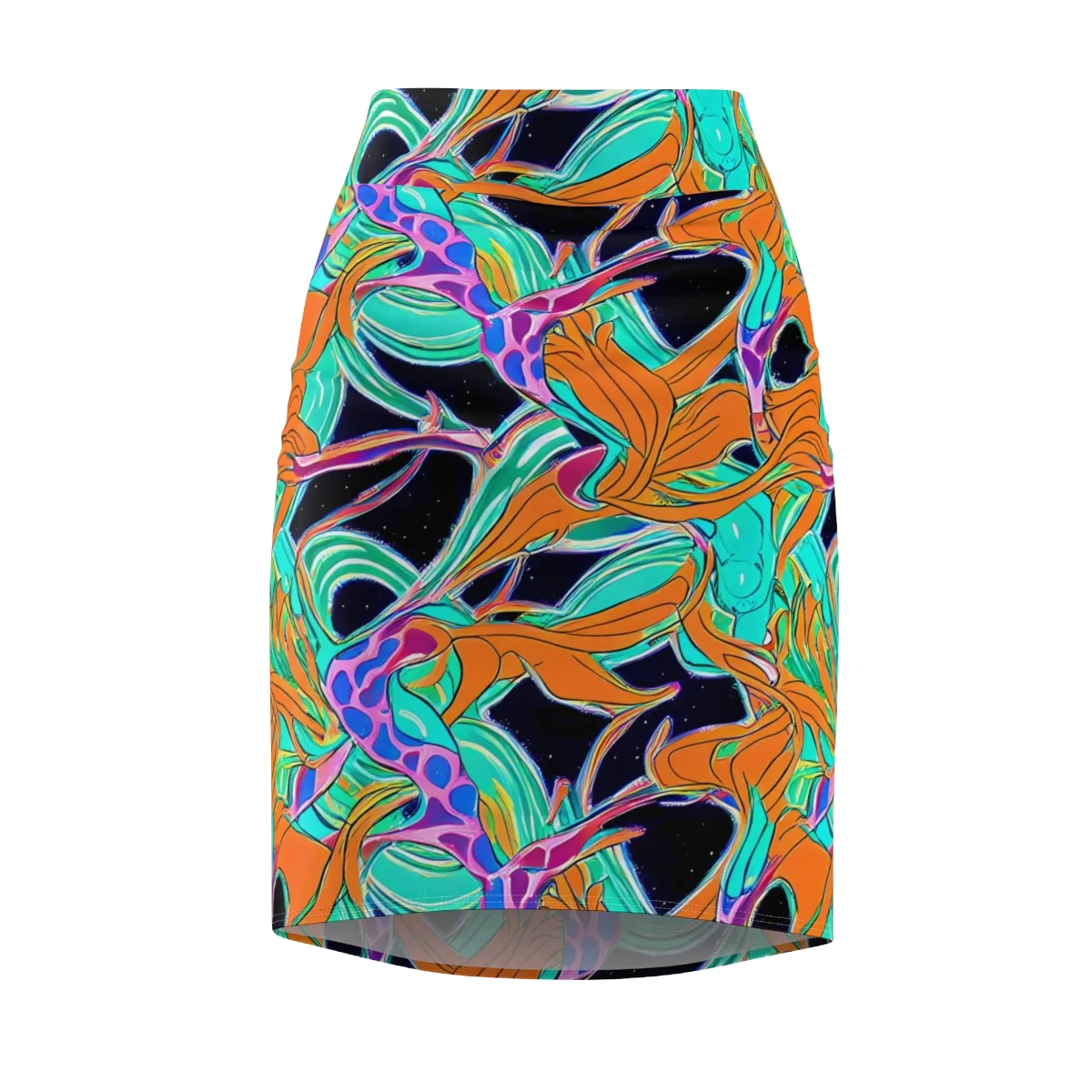 Orbiting Leaves on Pencil Skirt — Front