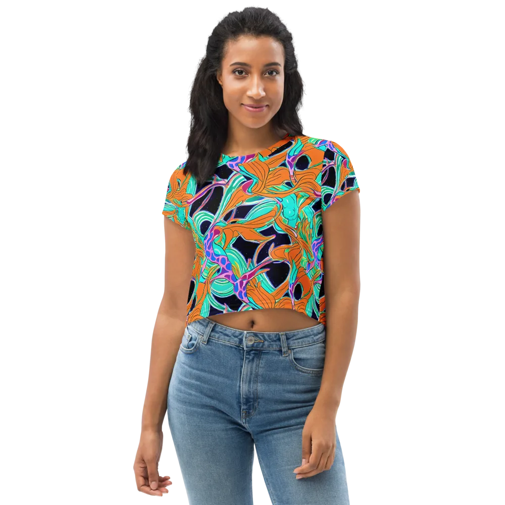Orbiting Leaves on Crop Tee — Front