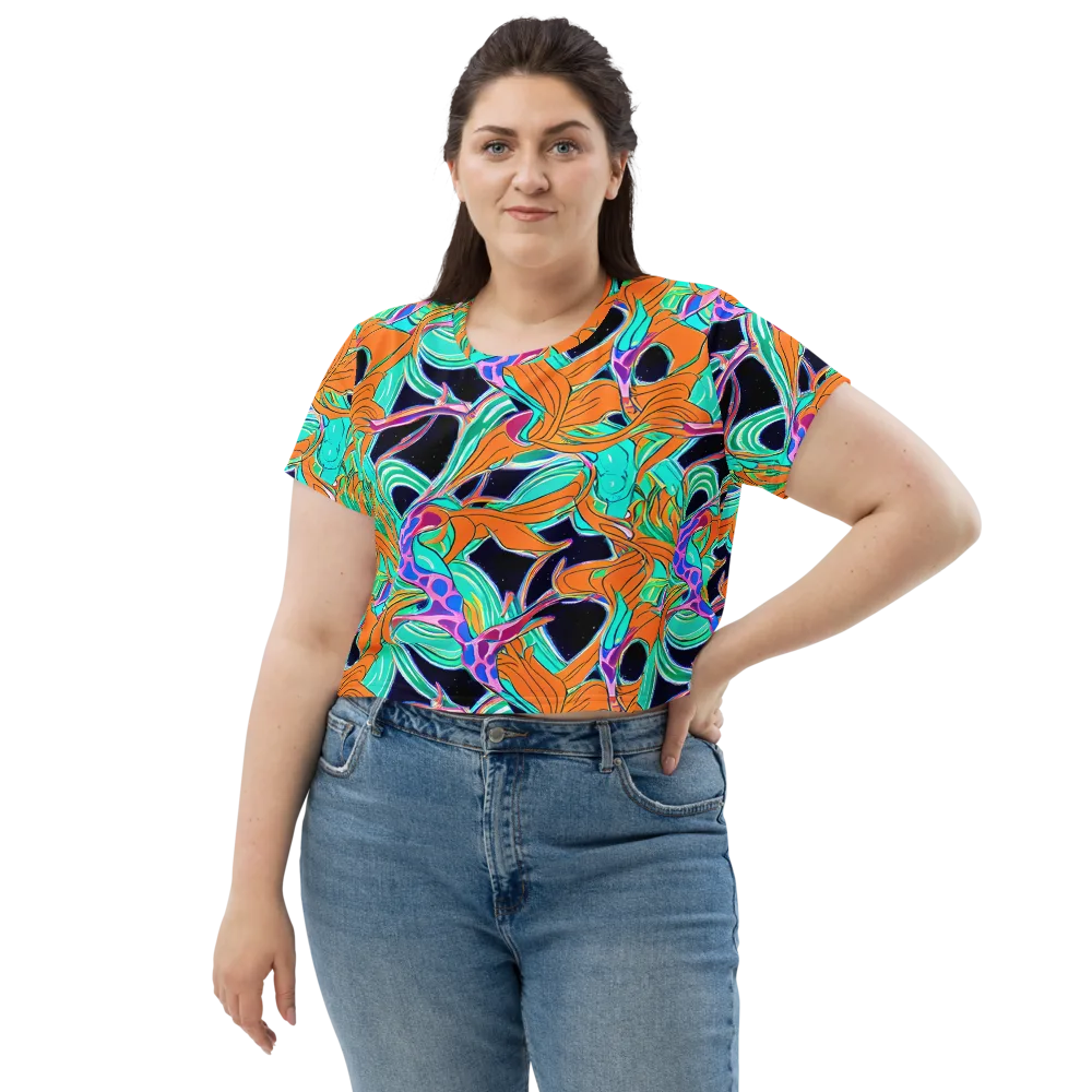 Orbiting Leaves on Crop Tee — Front
