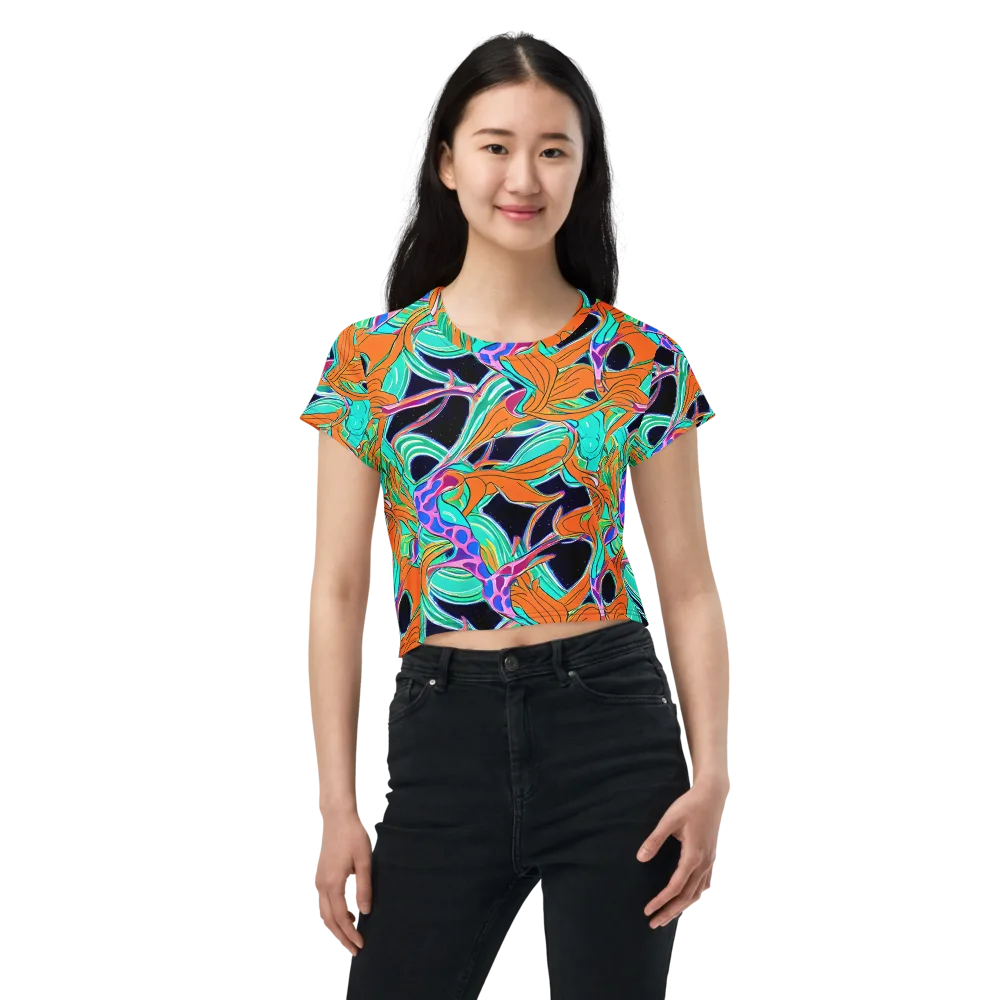 Orbiting Leaves on Crop Tee — Front