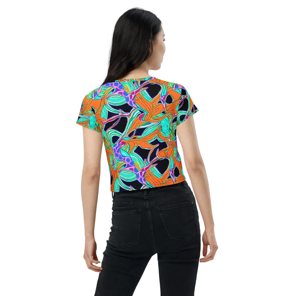 Orbiting Leaves on Crop Tee — Back